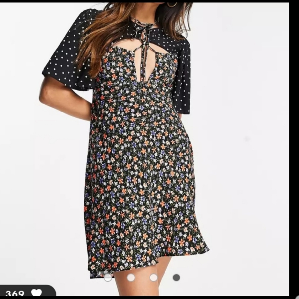 ASOS floral and polka dot multi print mini dress